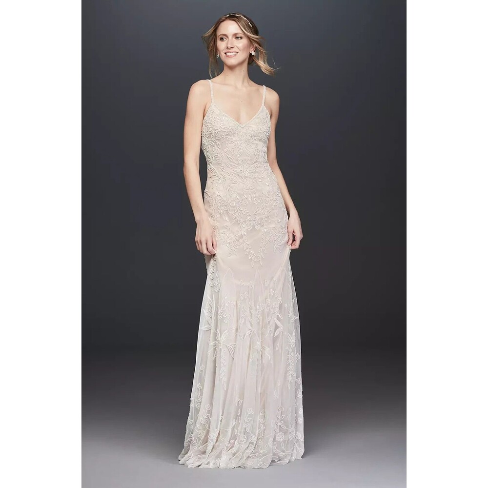 Melissa Sweet Ivory Lace Spaghetti-Strap Wedding Gown